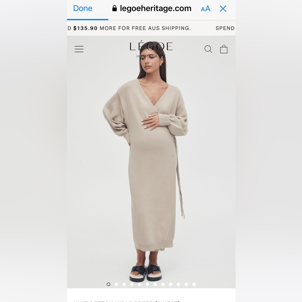 Lego Heritage Australia Knit Cotton Wrap Dress in wheat
